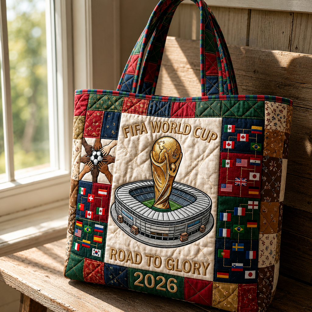Quilted Tote Bag FIFA World Cup 2026 Road to Glory Gift for Soccer Fans