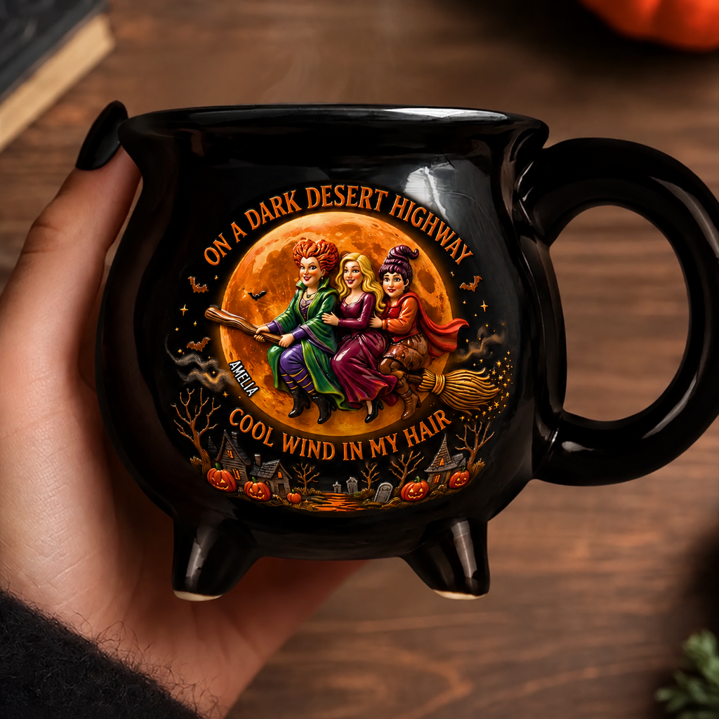 Personalized Cauldron Coffee Mug Gift for Her - Halloween Theme Cauldron Coffee Mug GradoCreations