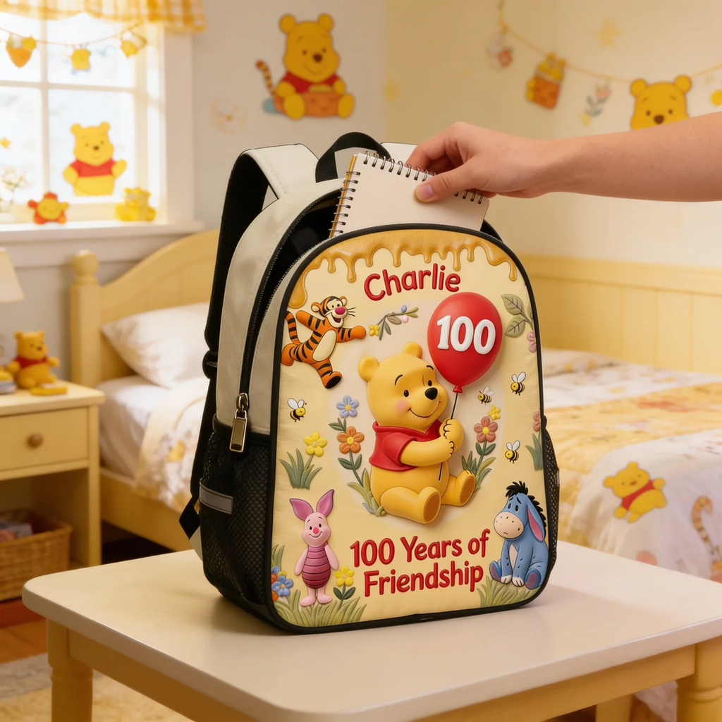 Personalized 4-Piece Kids School Backpack Set with Lunch Bag, Pencil Case & Water Bottle - Cartoon Design Gift for Girls