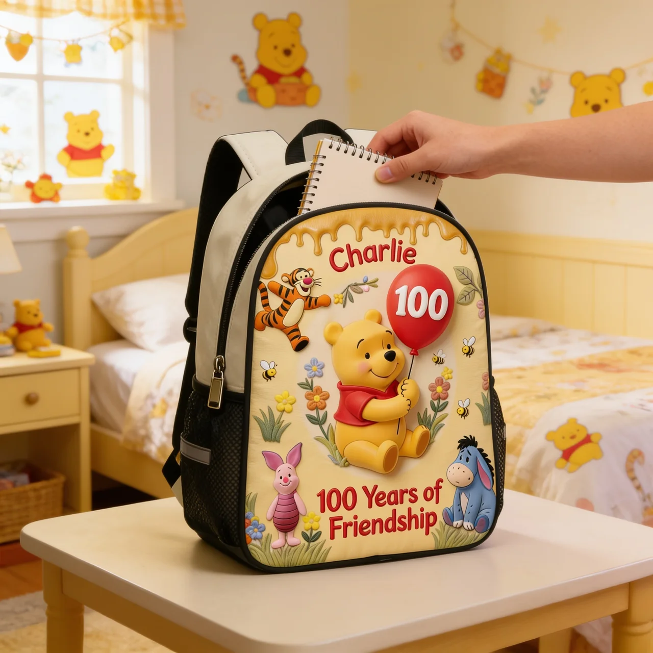 Personalized 4-Piece Kids School Backpack Set with Lunch Bag, Pencil Case & Water Bottle - Cartoon Design Gift for Girls