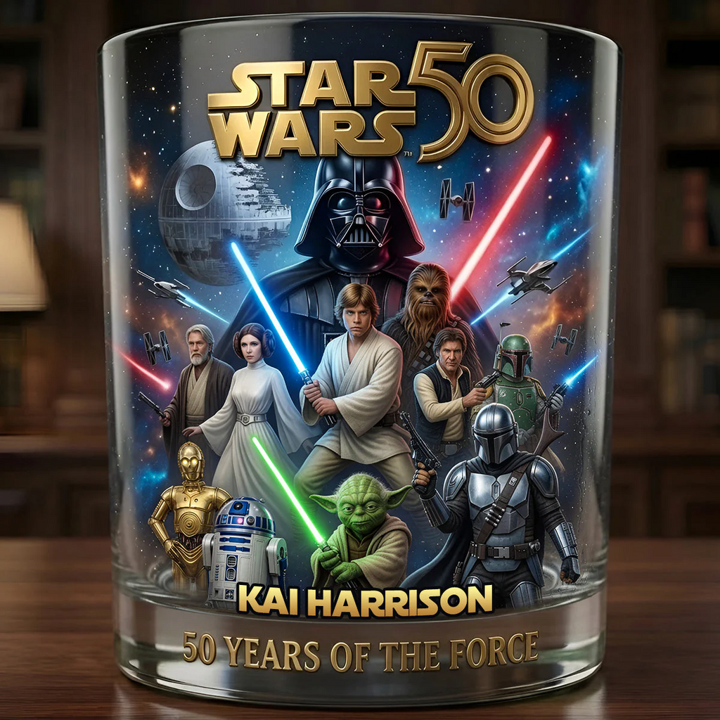 Personalized Whiskey Glass Gift for Star Wars Fans 50th Anniversary Whiskey Glass GradoCreations