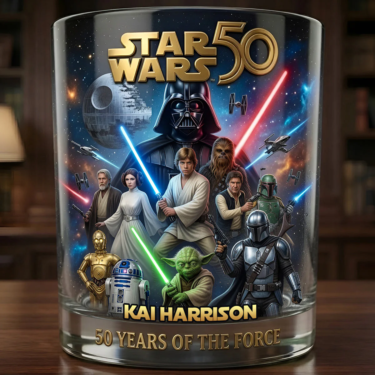 Personalized Whiskey Glass Gift for Star Wars Fans 50th Anniversary Whiskey Glass GradoCreations