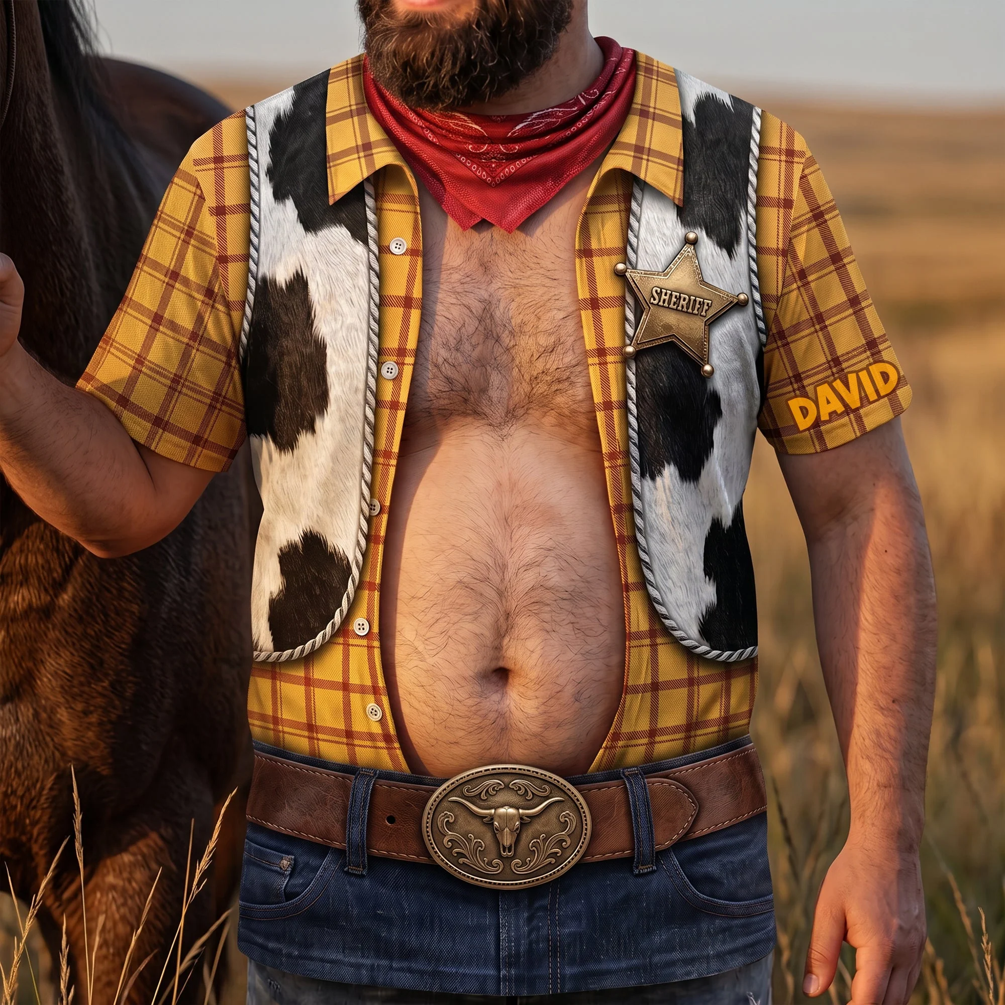 Funny Cowboy AOP Shirt - Personalized Gift for Him - Unique Movie Fan Apparel