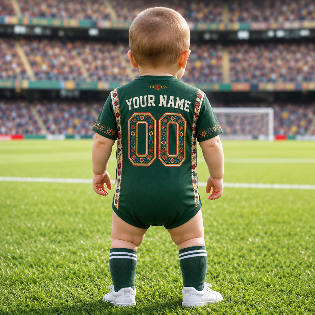 Personalized Mexico Soccer Baby Jersey Bodysuit Gift for New Parents