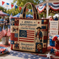Quilted Tote Bag 250th Anniversary USA Gift for Patriots