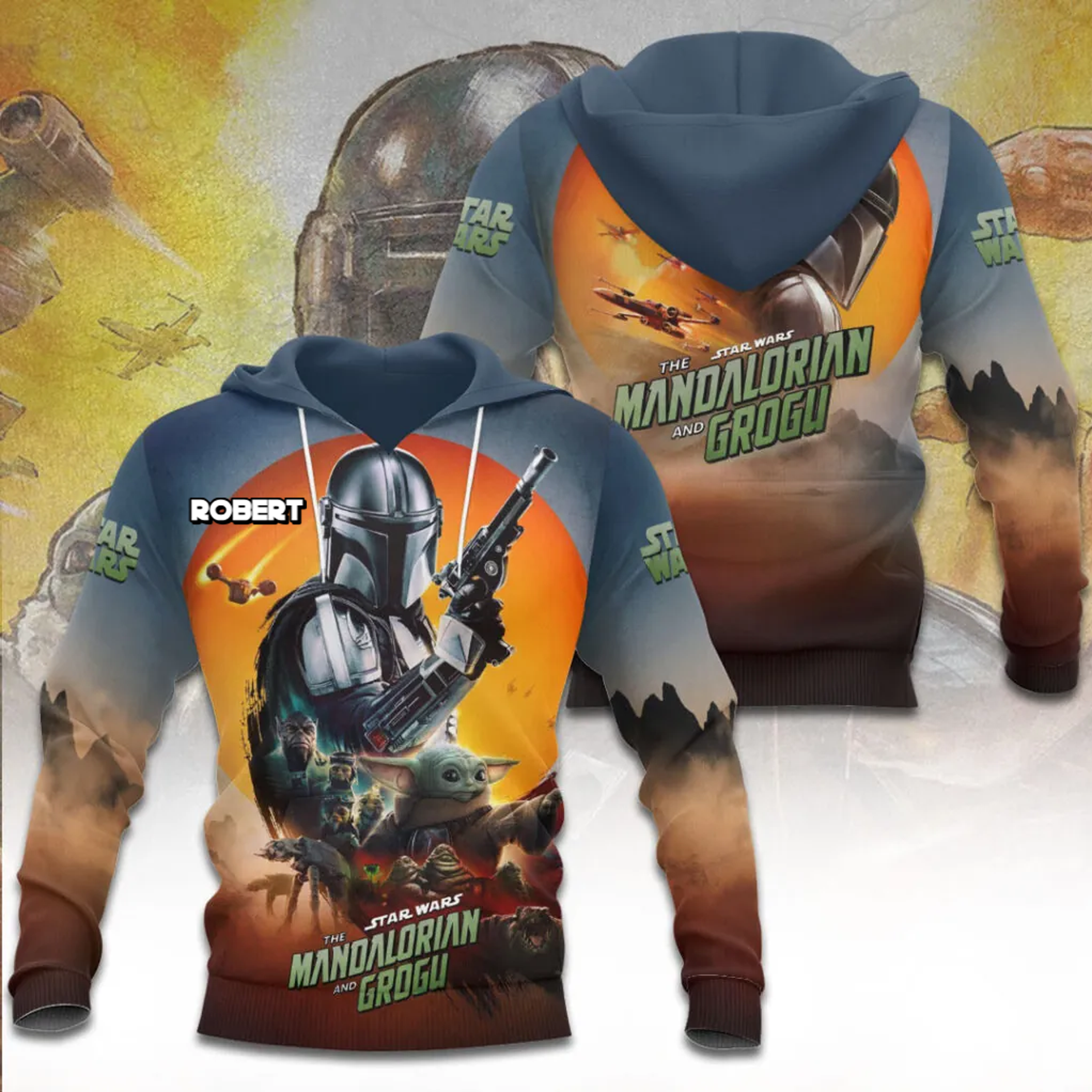 Personalized Star Wars Mandalorian All Over Print Shirt Gift for Movie Fans