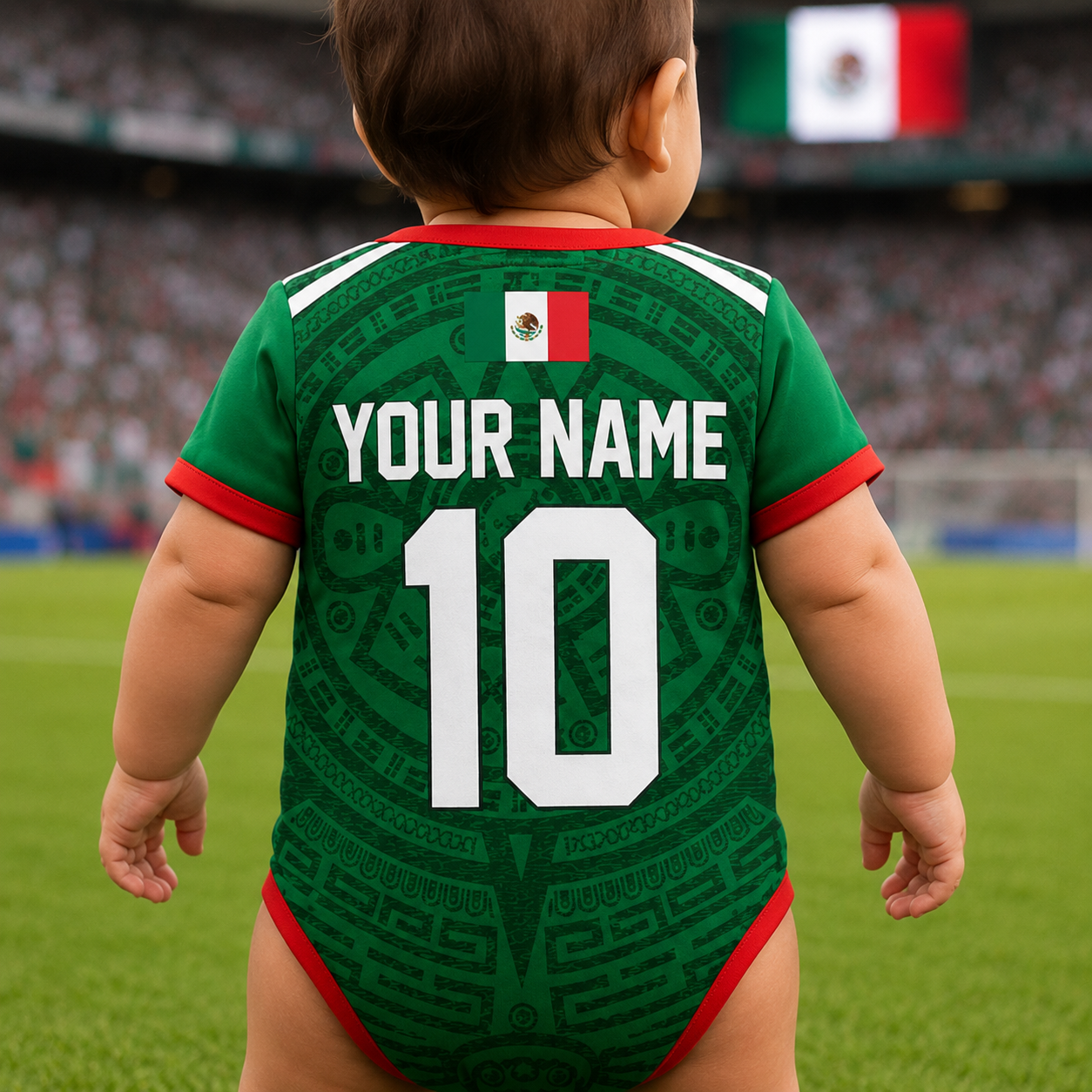 Personalized Mexico Soccer Baby Bodysuit Custom Name Gift for Baby Shower