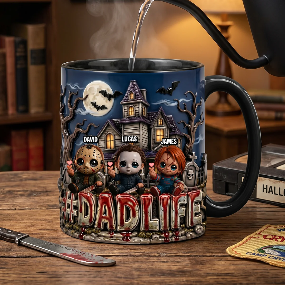 Personalized Halloween Coffee Mug with Little Horrors for Dad Mug GradoCreations