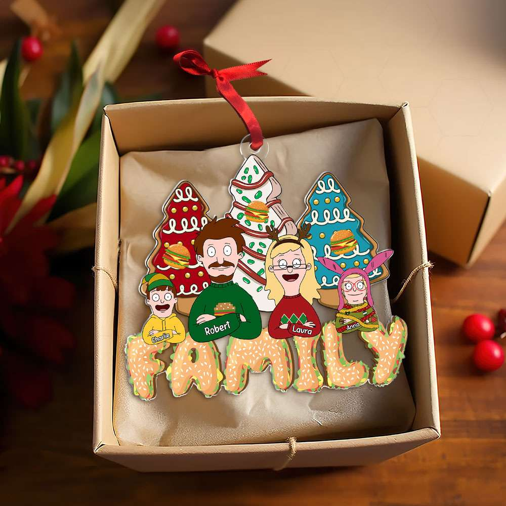 Personalized Burger Family Acrylic Christmas Ornament Gift