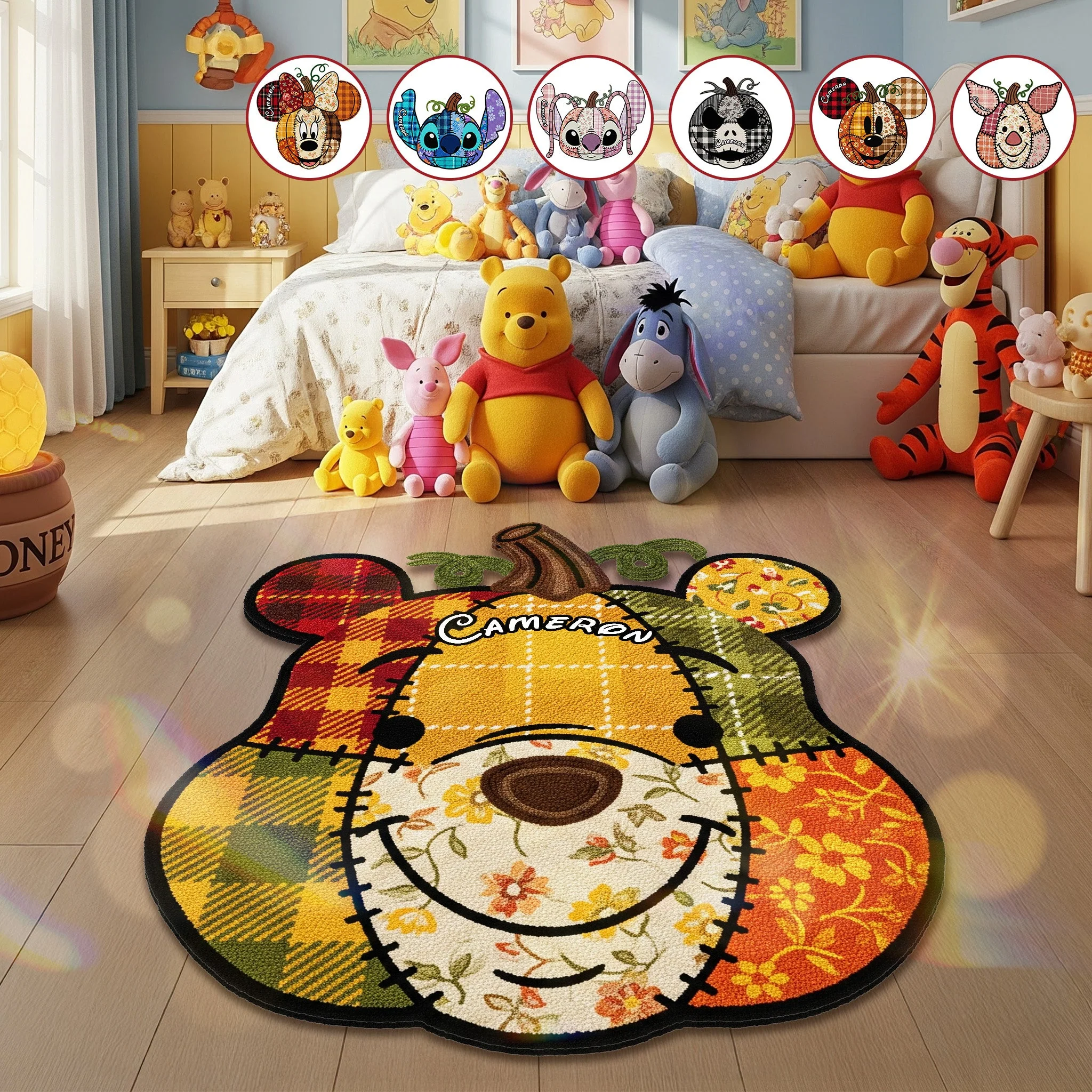 Personalized Tufted Rug with Pumpkin Design for Family Halloween Gift Tufted Rug GradoCreations