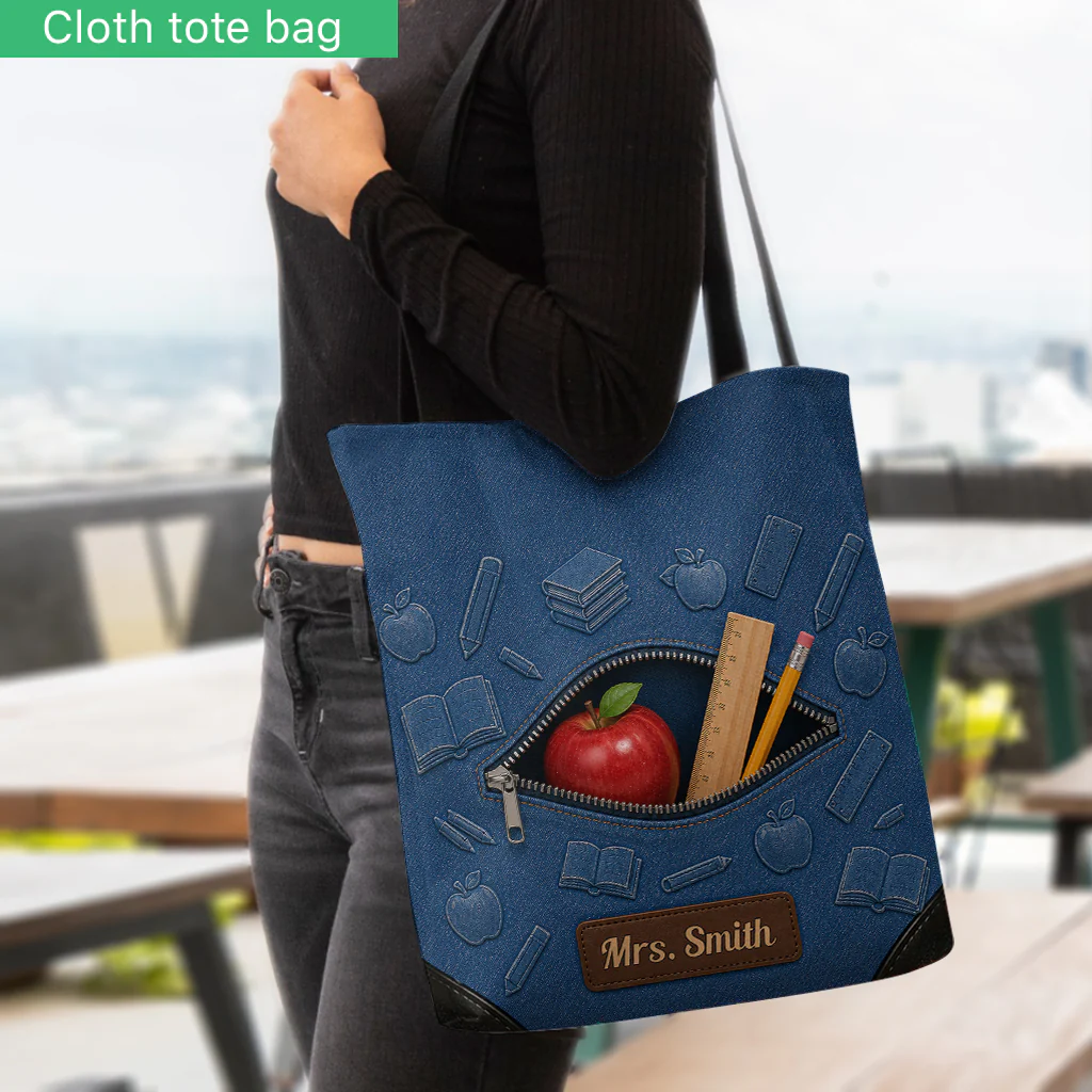 Personalized Teacher Tote Bag Custom Gift for Educators