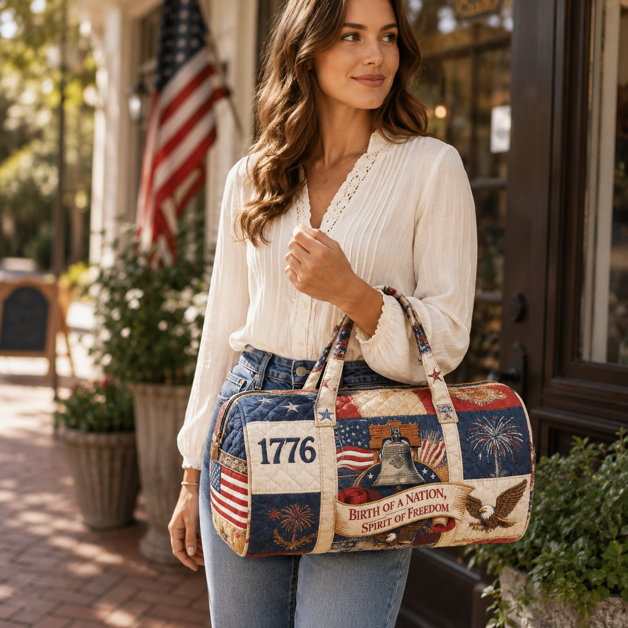 Patriotic Quilted Duffle Bag 250th Anniversary Gift for Patriots