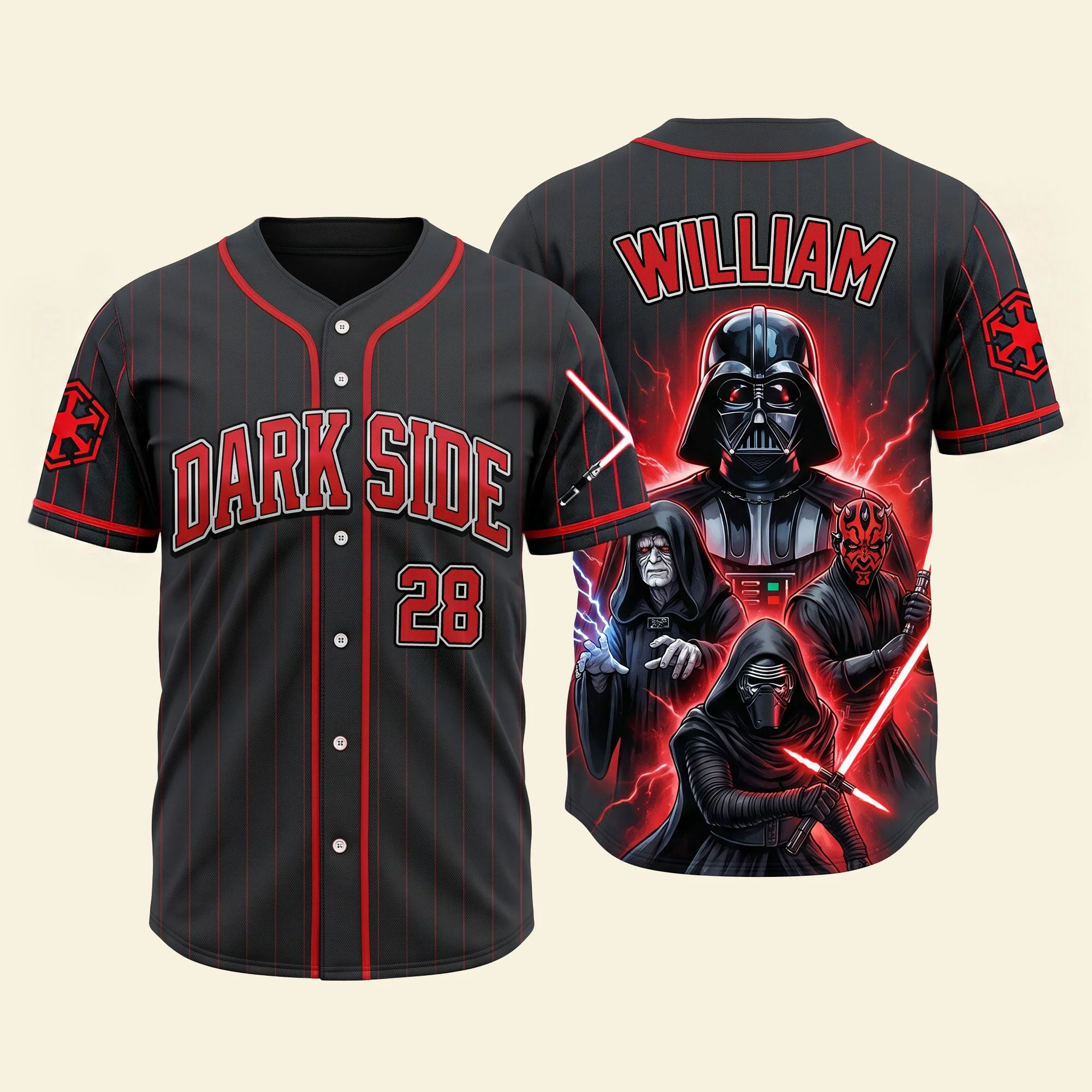 Personalized Dark Side Baseball Jersey Custom Name Gift for Movie Fans