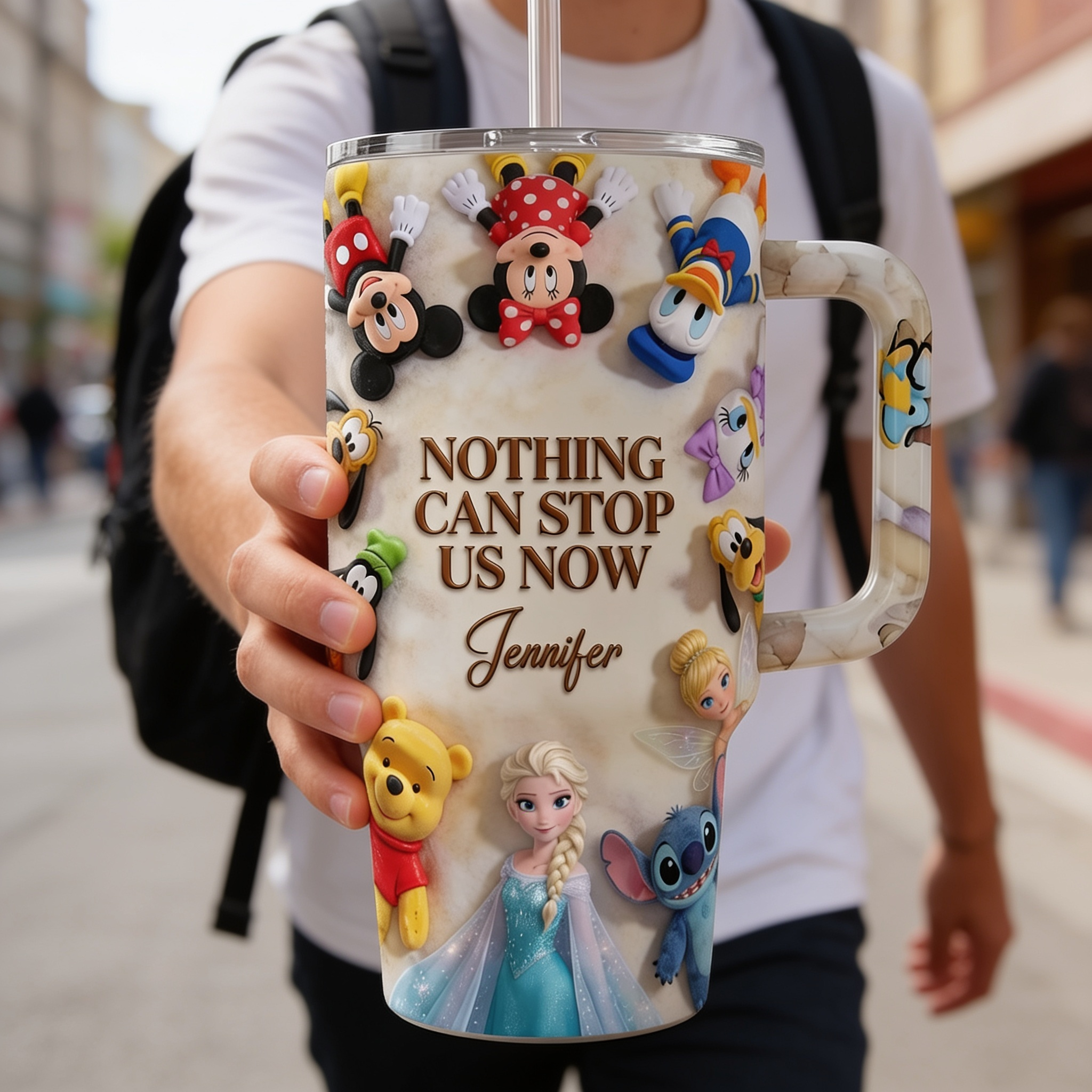 Personalized Disney Tumbler with Handle Custom Name Gift for Movie Fans Tumbler GradoCreations