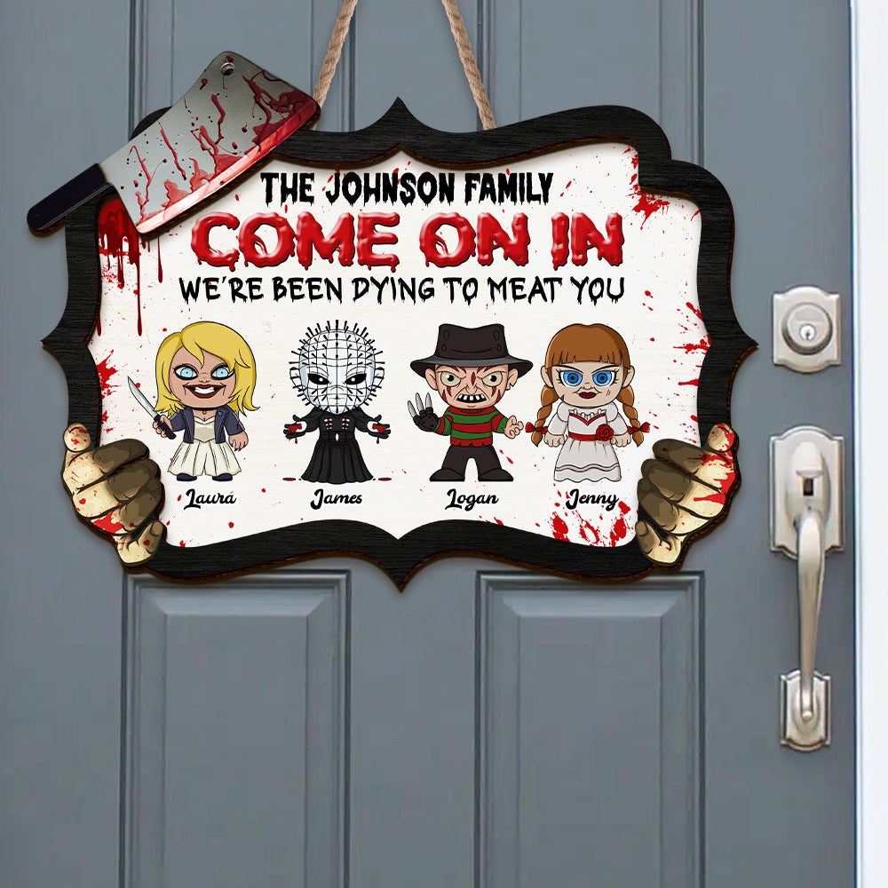 Personalized Horror Movie Family Wood Sign Custom Gift for Halloween