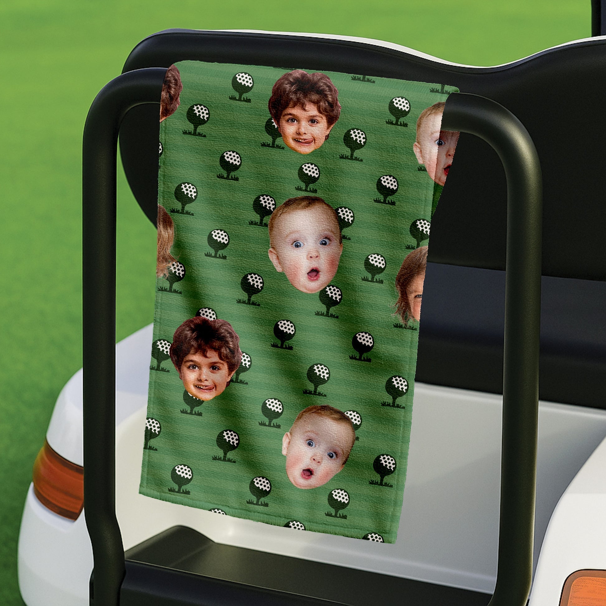 Personalized Golf Towel with Family Faces - Funny Gift for Dad, Grandpa