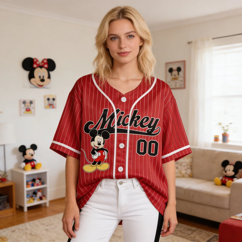 Personalized Mickey Mouse Baseball Jersey Custom Name Gift for Movie Fans