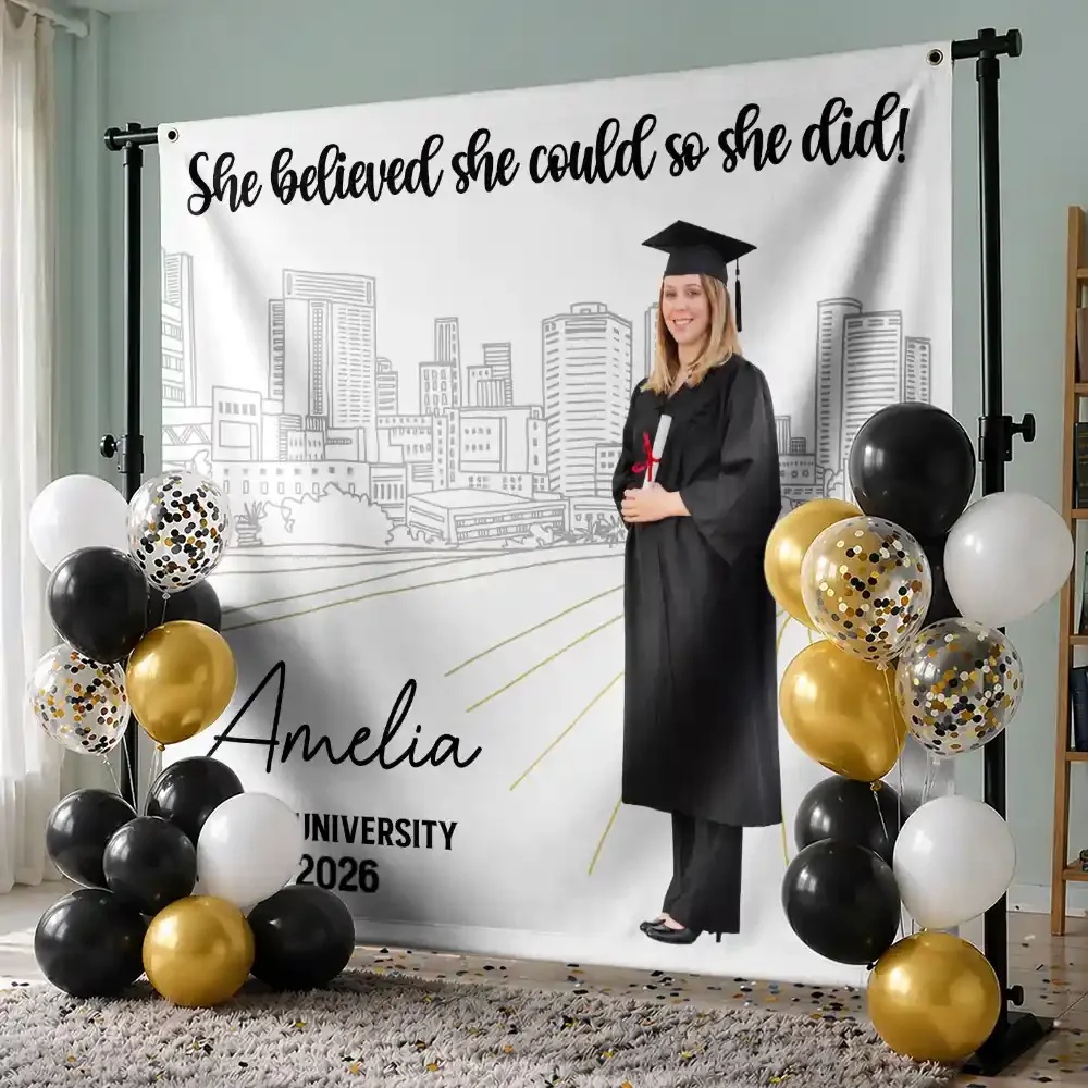 Personalized Graduation Backdrop Custom Name Gift for Graduate