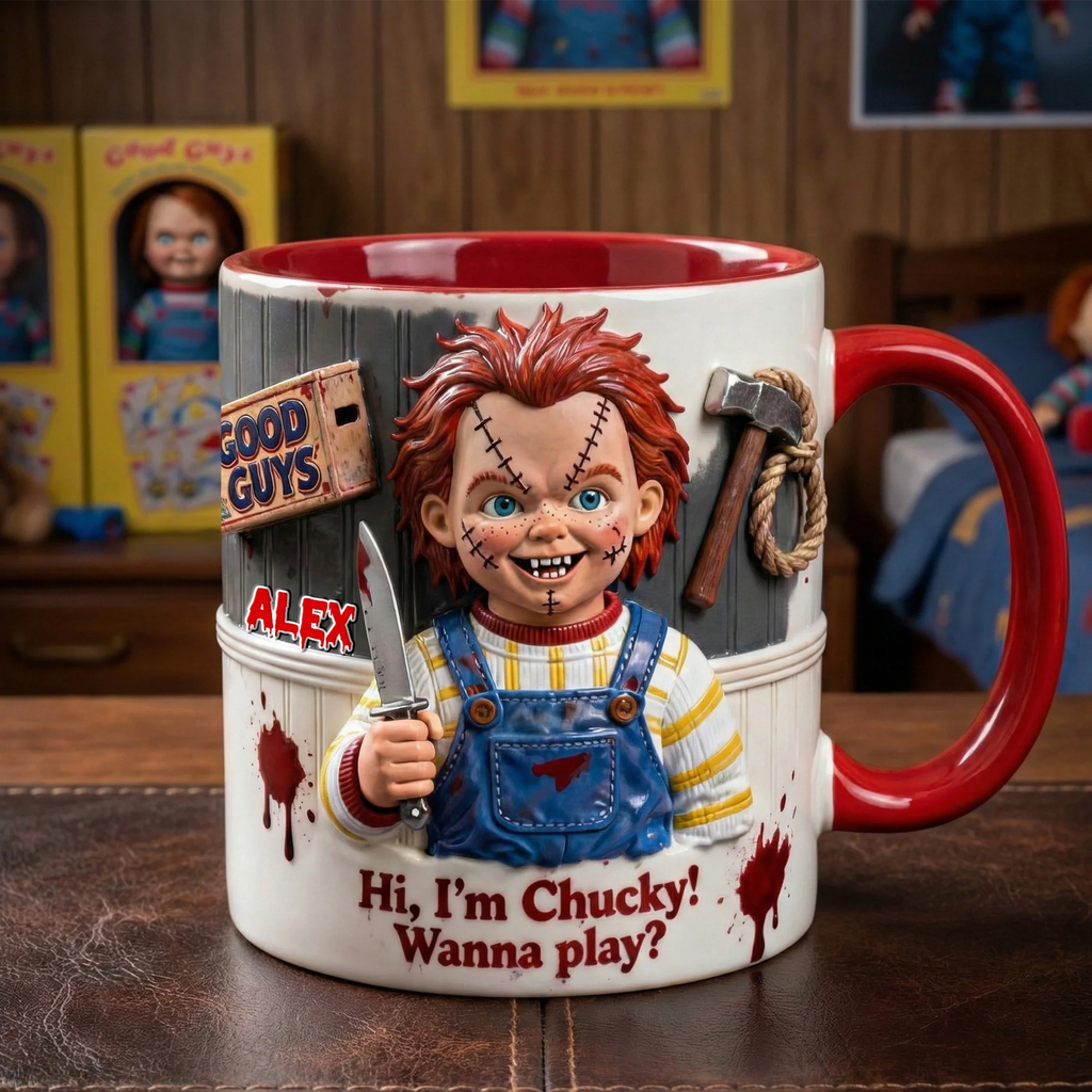 Personalized Horror Character Mug Custom Chucky Gift for Fans Mug GradoCreations