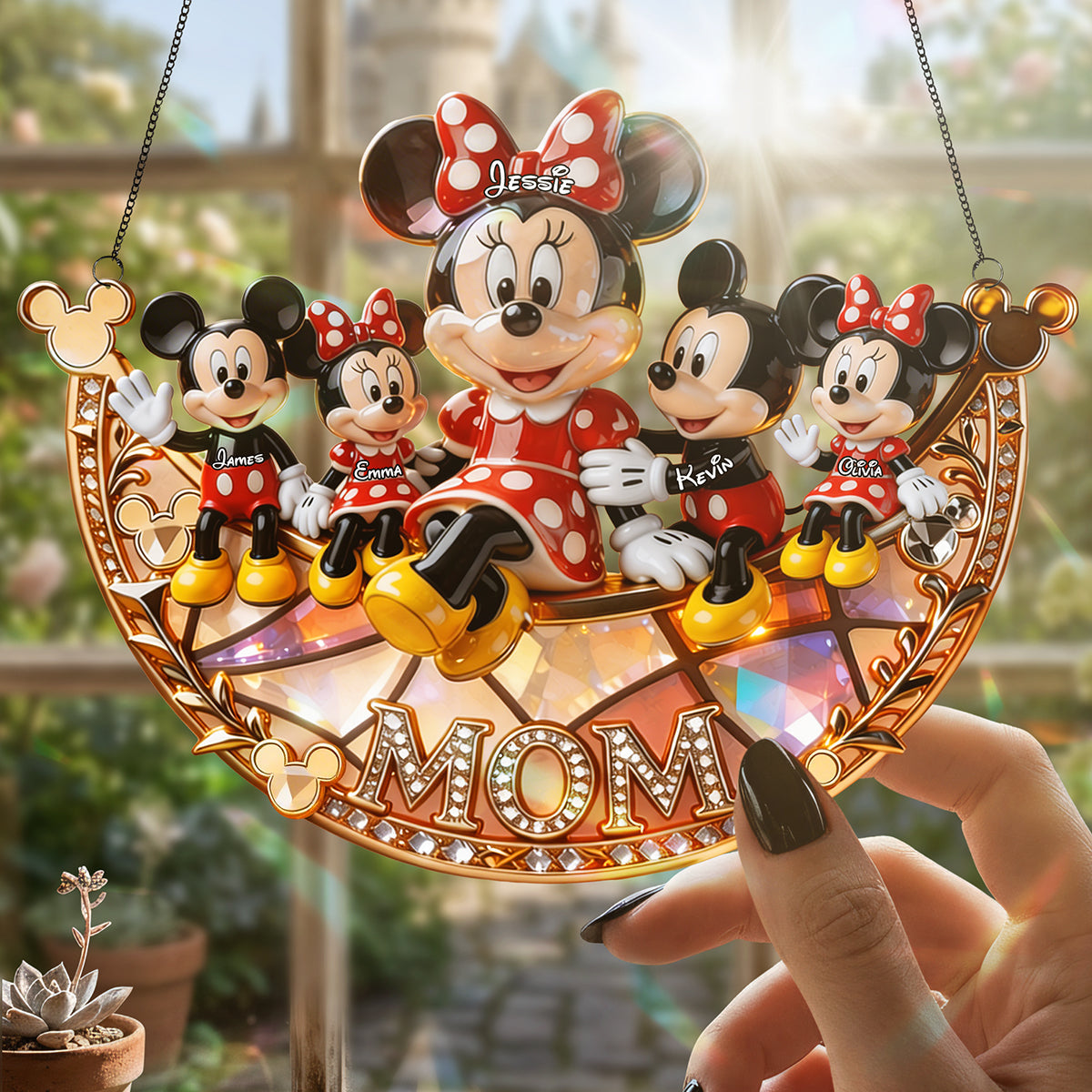 Personalized Disney Characters Suncatcher Gift for Mom - Unique Window Decor