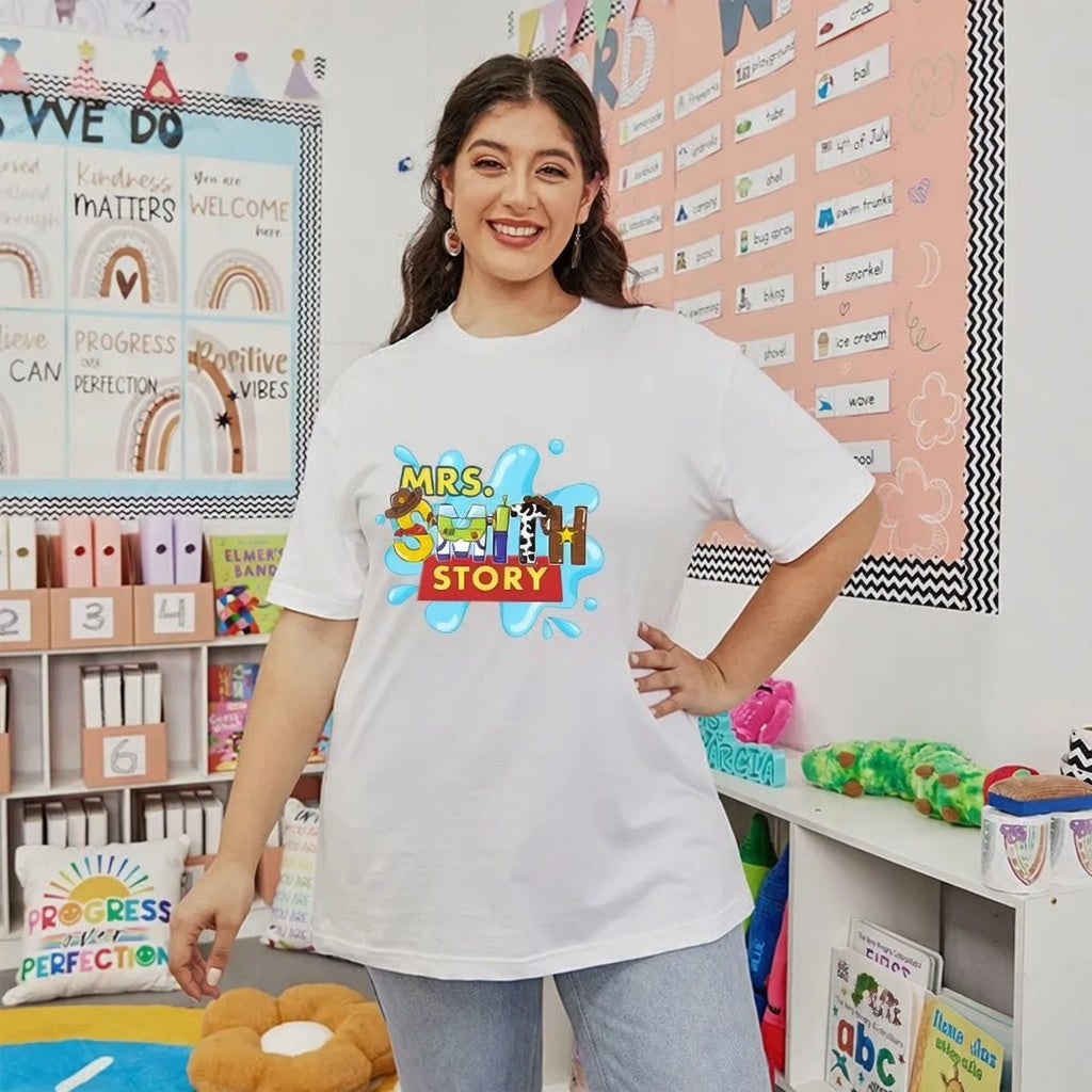 Cute Teacher Story Personalized Cotton Shirt Gift for Educator Cotton Apparel GradoCreations
