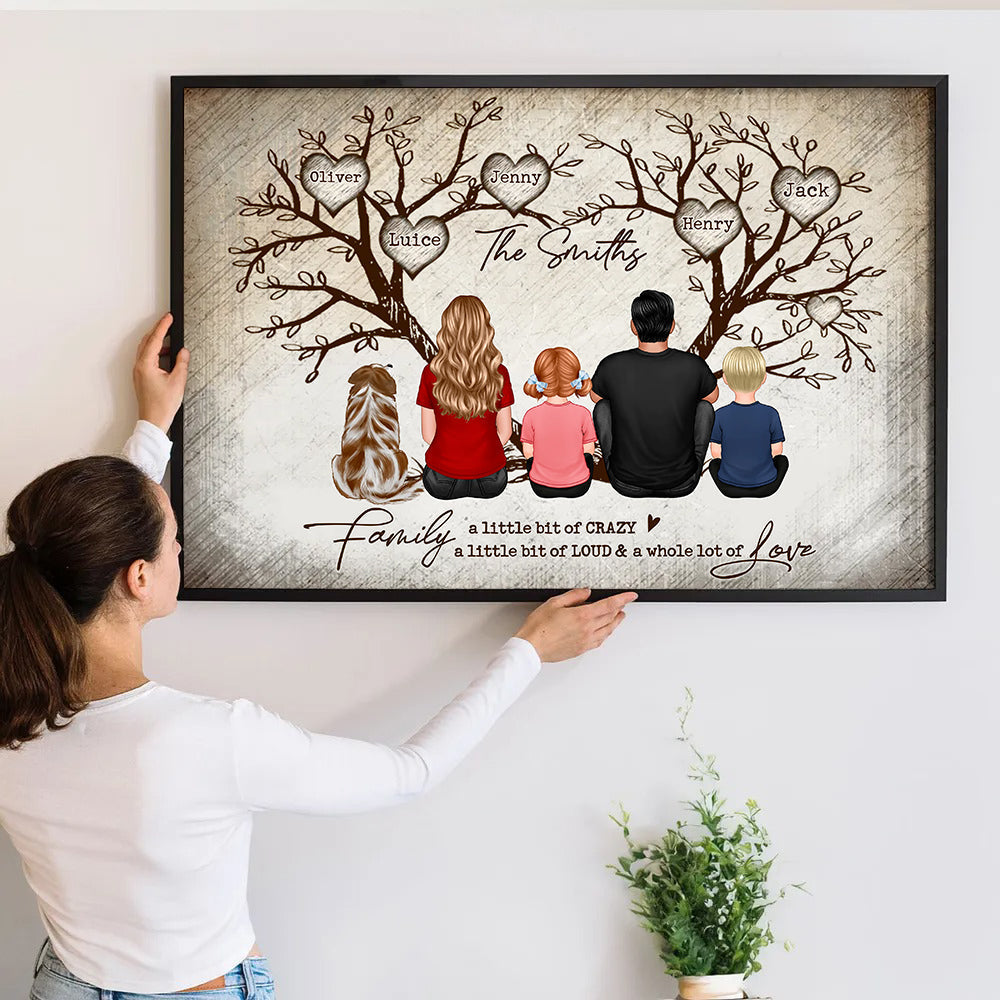 Personalized Family Name Heart Tree Canvas Wall Art Gift for Parents