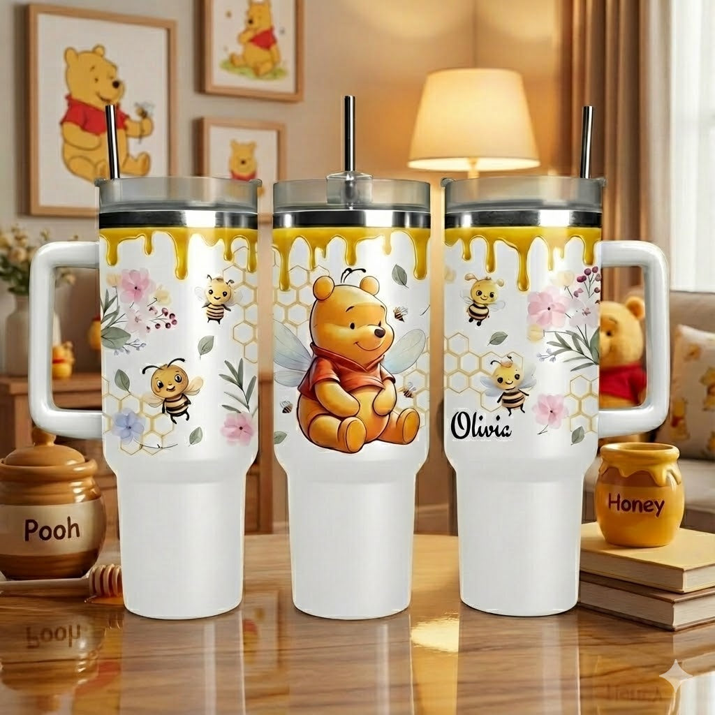 Personalized Honey Bear Tumbler 40oz Custom Name Gift for Fans