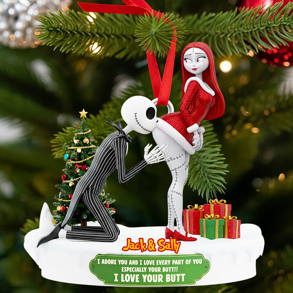 Personalized Naughty Skeleton Couple Christmas Ornament Gift
