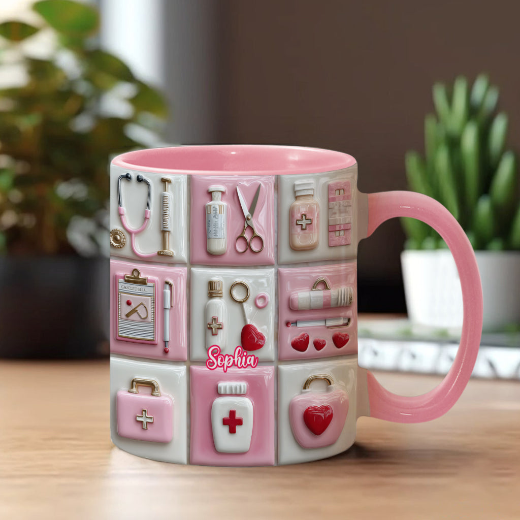 Personalized Nurse Life Accent Mug Gift for Her - Custom Name