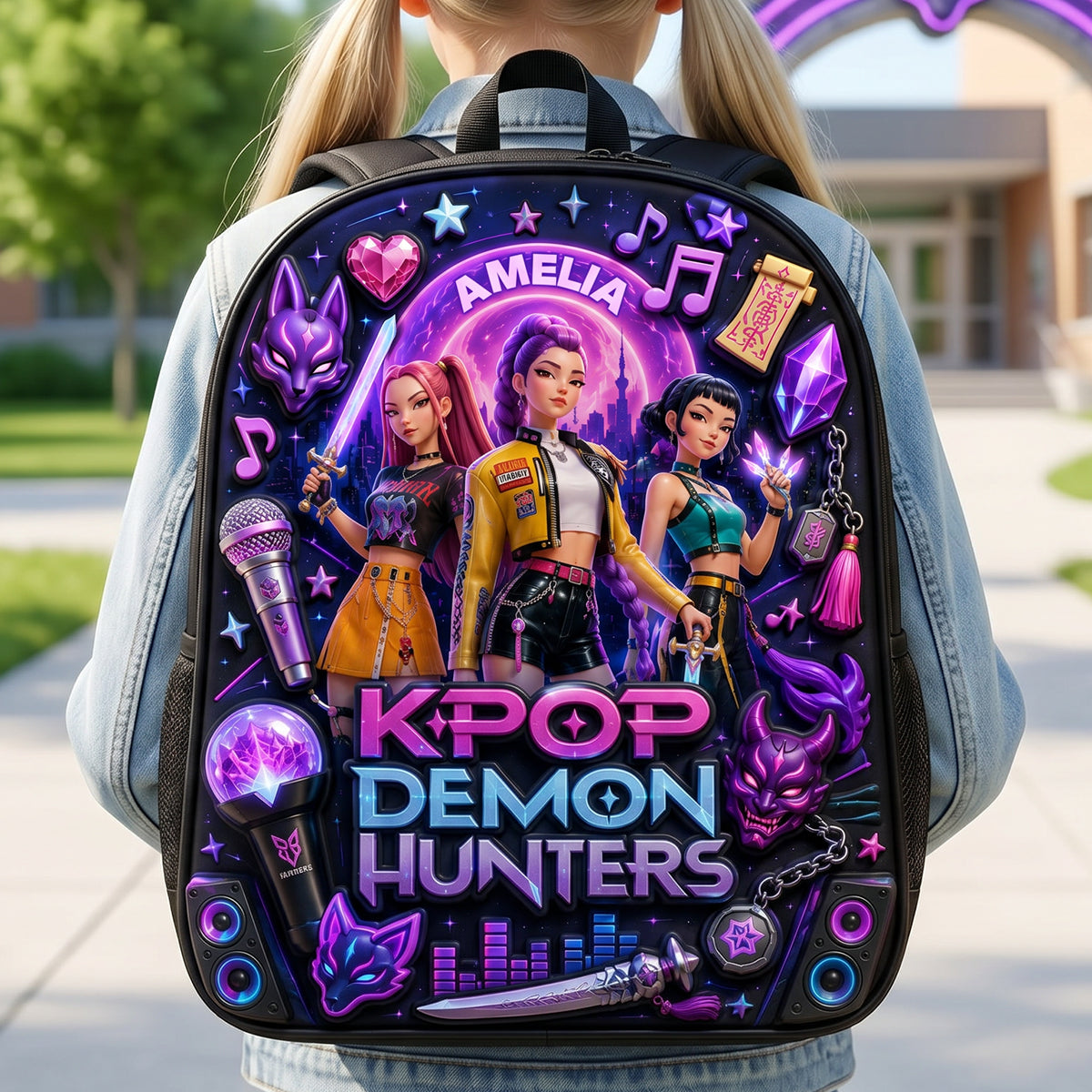Personalized Cartoon Backpack Set for Girls with Lunch Bag, Pencil Case & Water Bottle - Back to School Gift School Bag+ GradoCreations