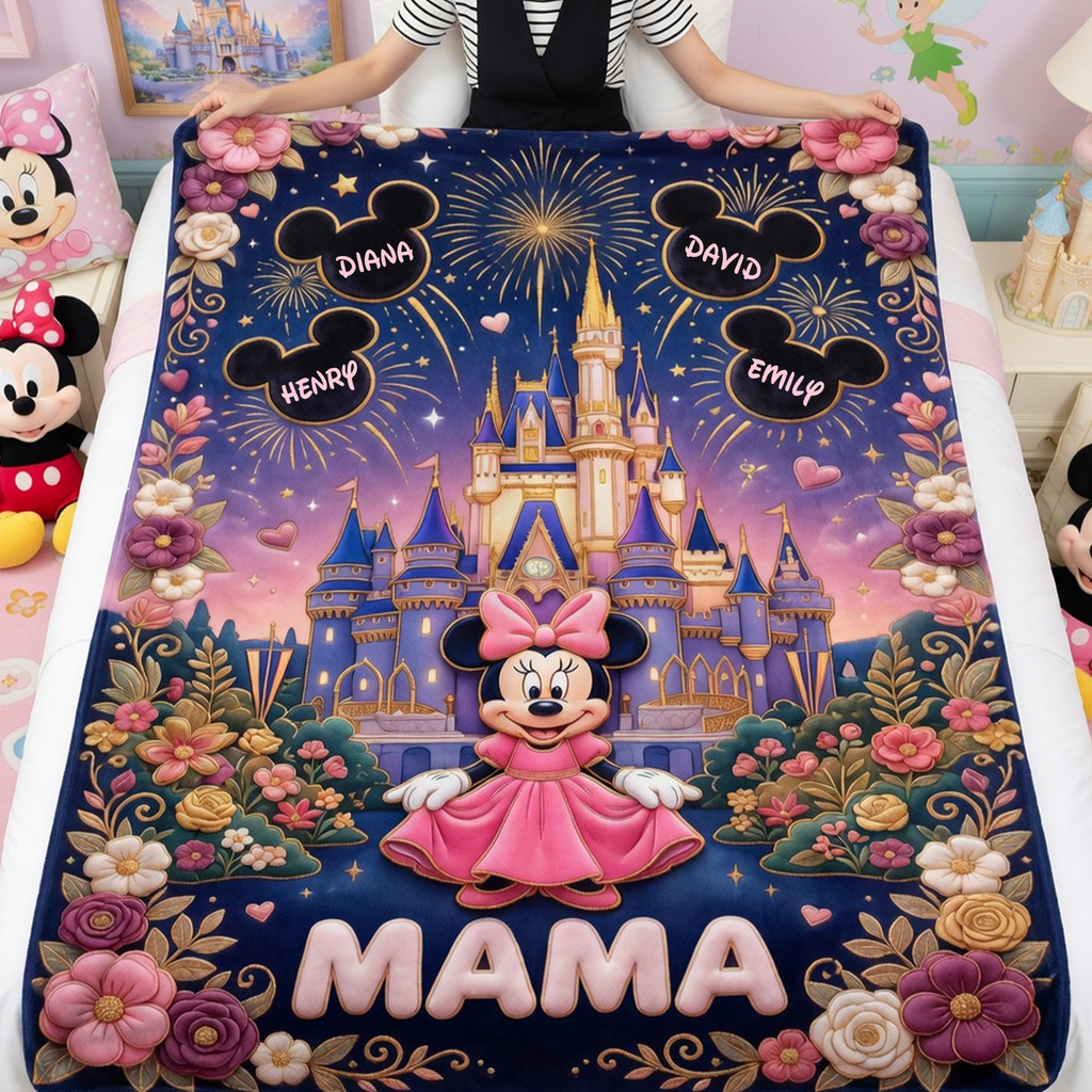 Personalized Magic Mouse Fairytale Castle Blanket for Mom - Unique Mother's Day Gift Blanket GradoCreations