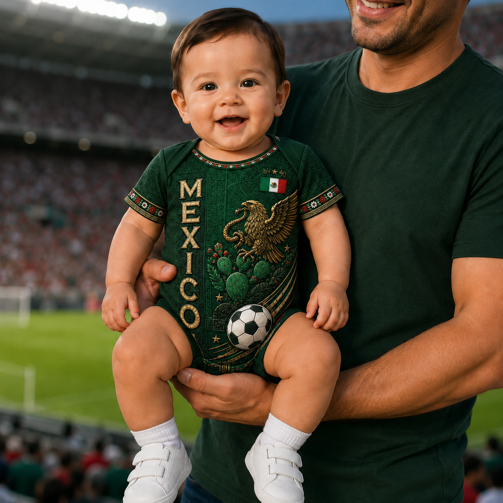Personalized Mexico Aztec Football Baby Jersey Bodysuit Gift for New Moms