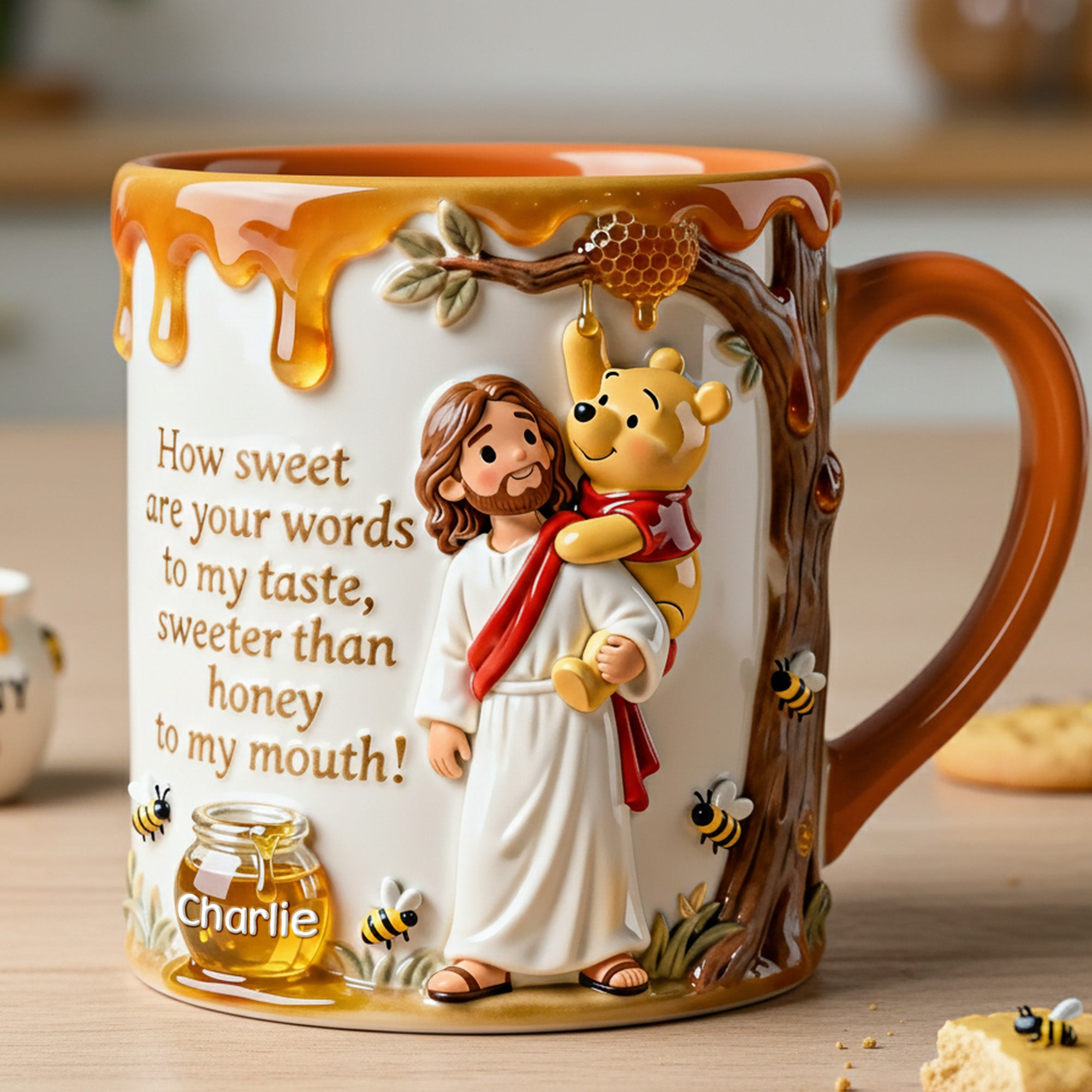 Personalized Christian Mug with Honey Bear Design for Gift