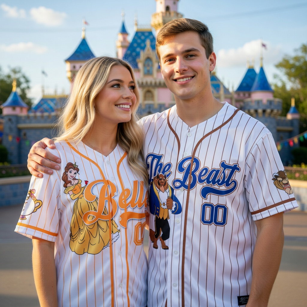 Personalized Baseball Jersey Belle and Beast Gift for Couples Baseball Jersey GradoCreations
