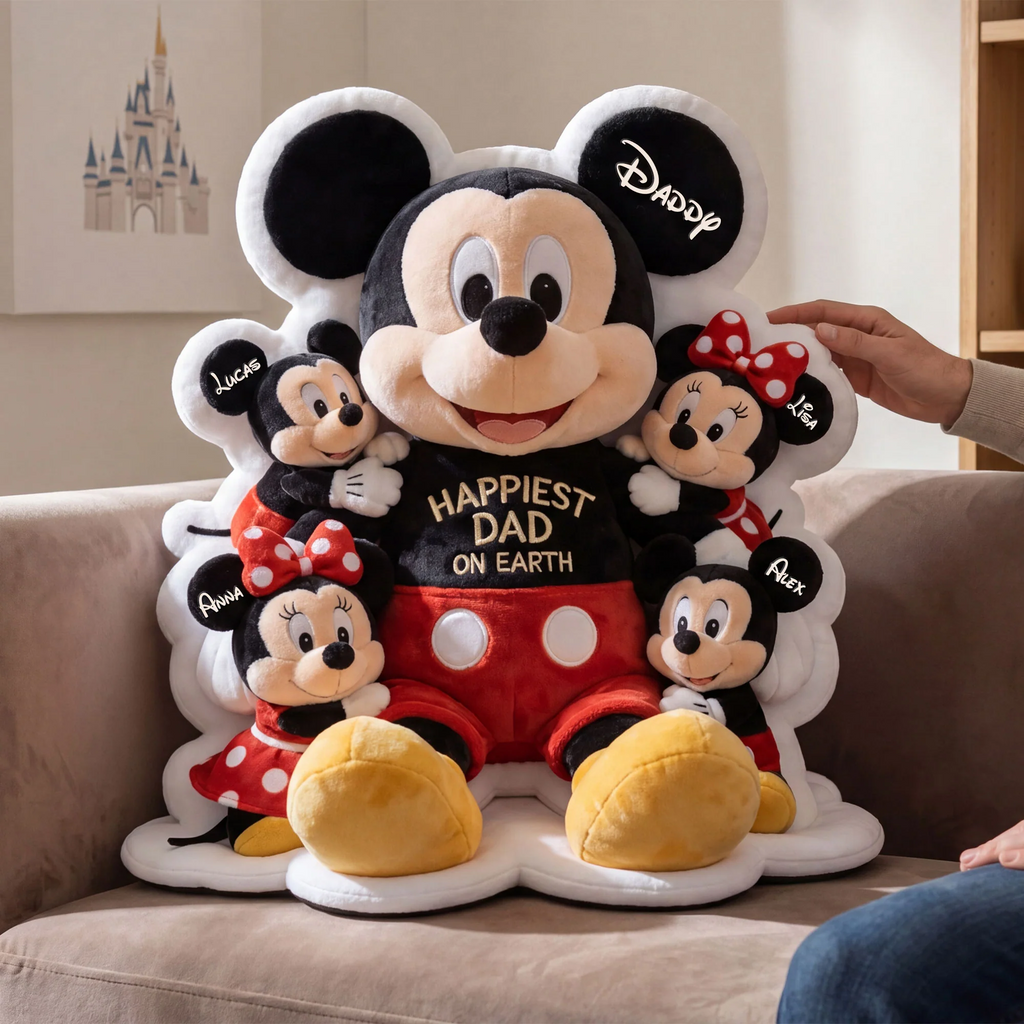 Personalized Mickey Mouse Pillow Happiest Dad Gift for Father’s Day