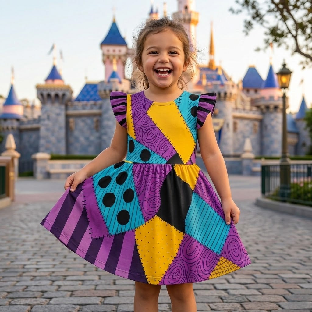 Personalized Patchwork Gothic Kid Dress Halloween Costume Gift Kid Dress GradoCreations