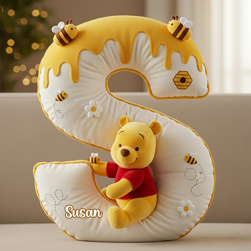 Personalized Honey Bear Alphabet Pillow Custom Name Gift for Kids