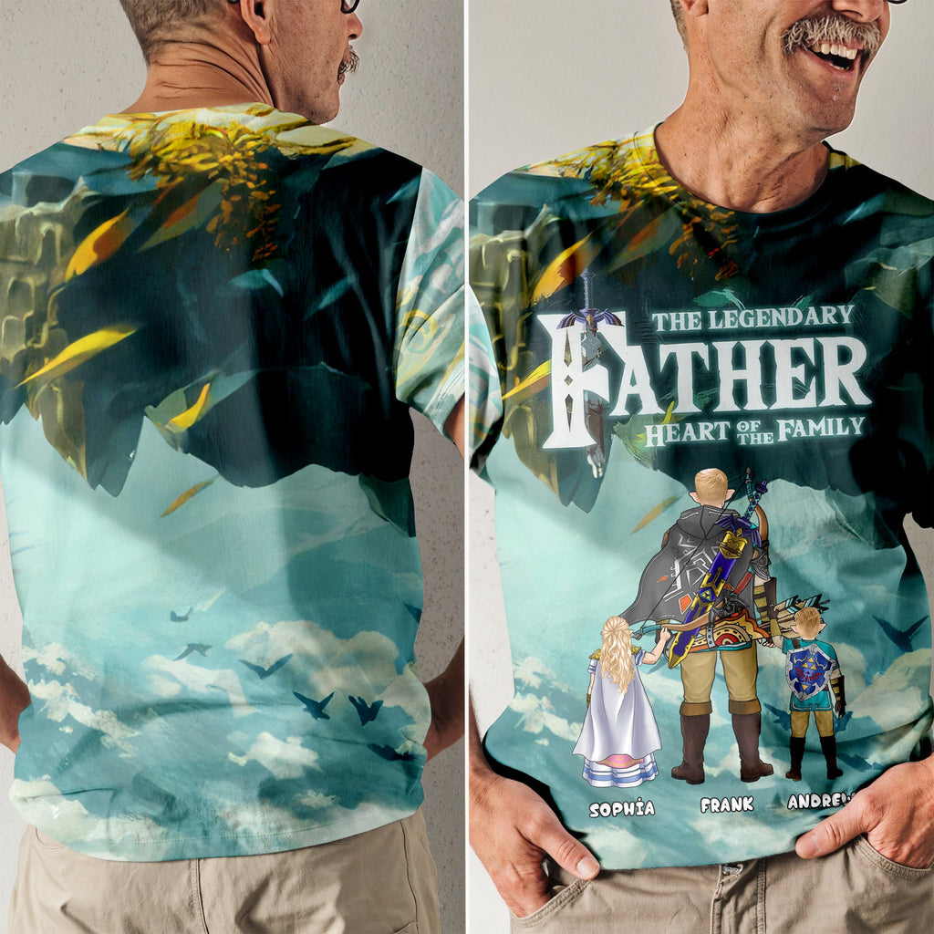 Personalized 3D Tshirt Gift for Dad Heart of Family Design