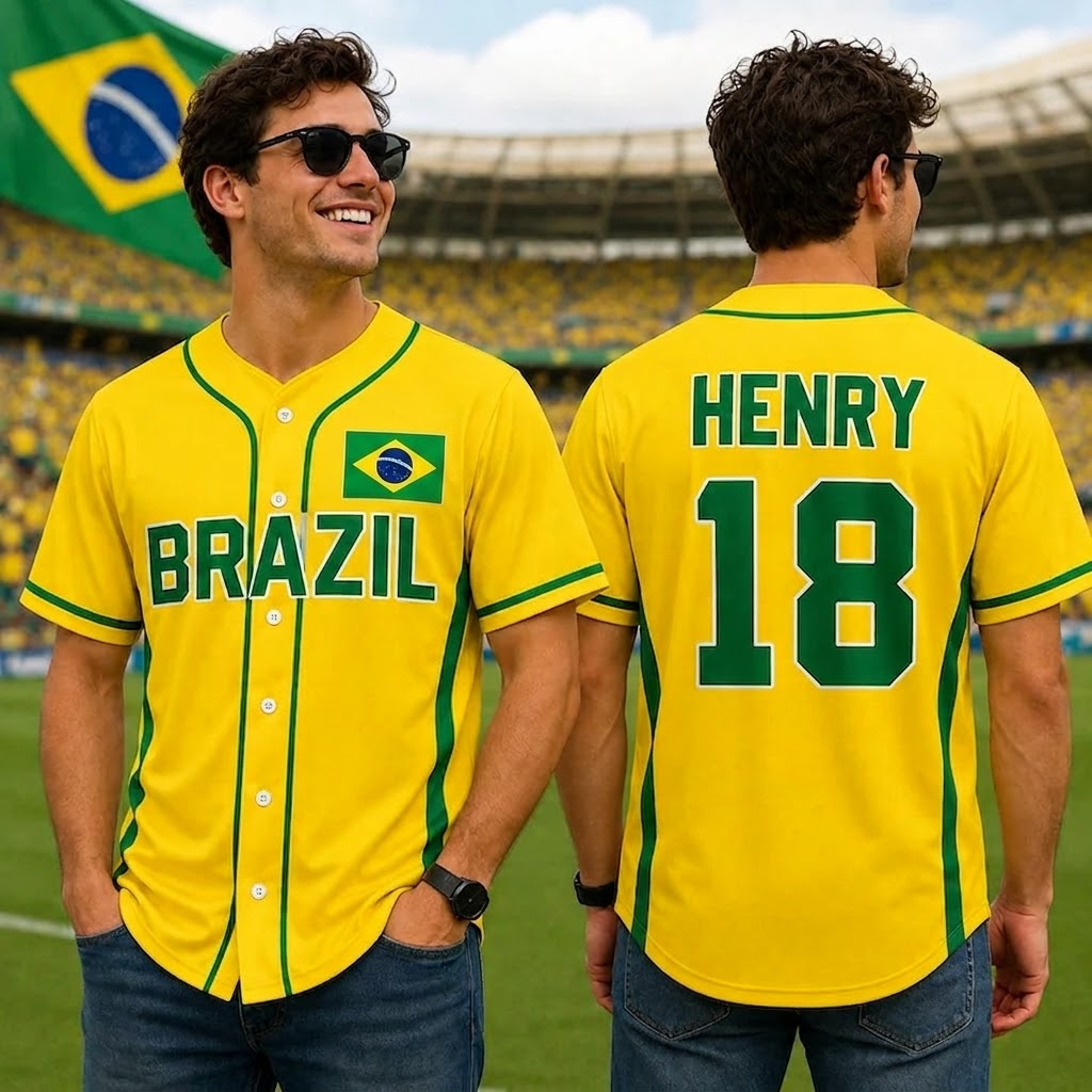 Personalized Brazil Soccer Jersey Custom Name for Adults & Kids - Gift for Soccer Fans