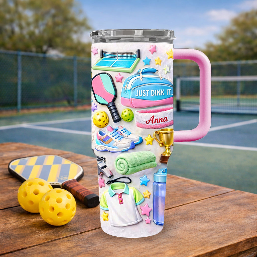 Personalized 40oz Tumbler for Pickleball Lovers - Custom Gift for Her