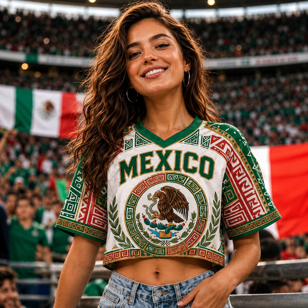 Personalized Mexico Soccer Crop Top Jersey Custom Name Number Gift for Football Fans