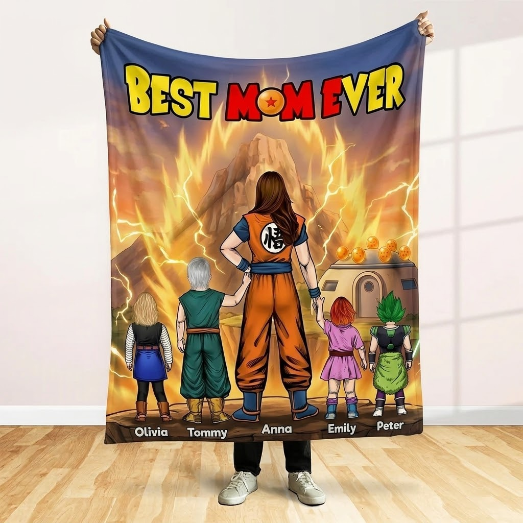 Personalized Dragonball Blanket Best Mom Ever Gift for Mom