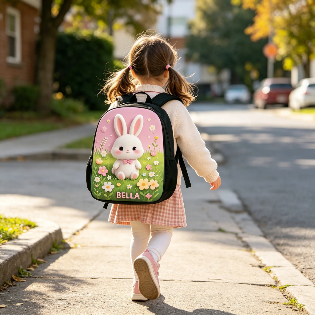 Personalized Cute Animal Backpack Set with Lunch Bag, Pencil Case & Water Bottle for Kids