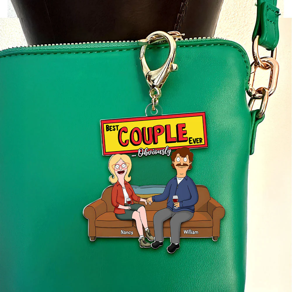 Personalized Funny Burger Couple Keychain Gift for Couples