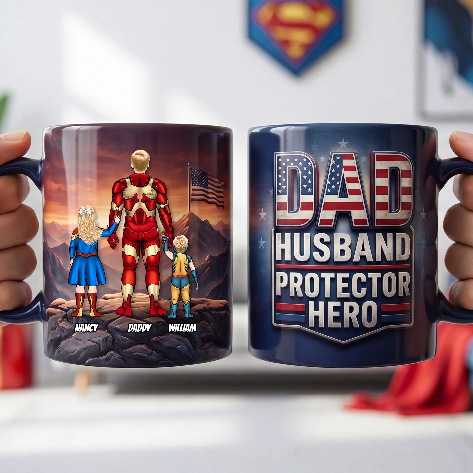 Personalized Accent Mug for Dad with Hero Design - Perfect Gift