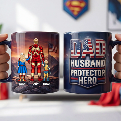 Personalized Accent Mug for Dad with Hero Design - Perfect Gift Mug GradoCreations