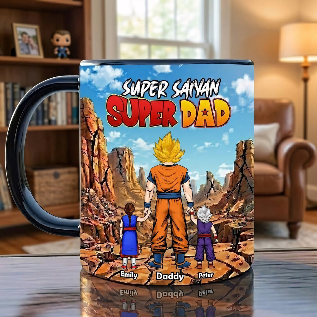 Personalized Super Saiyan Super Dad Coffee Mug Gift for Dad