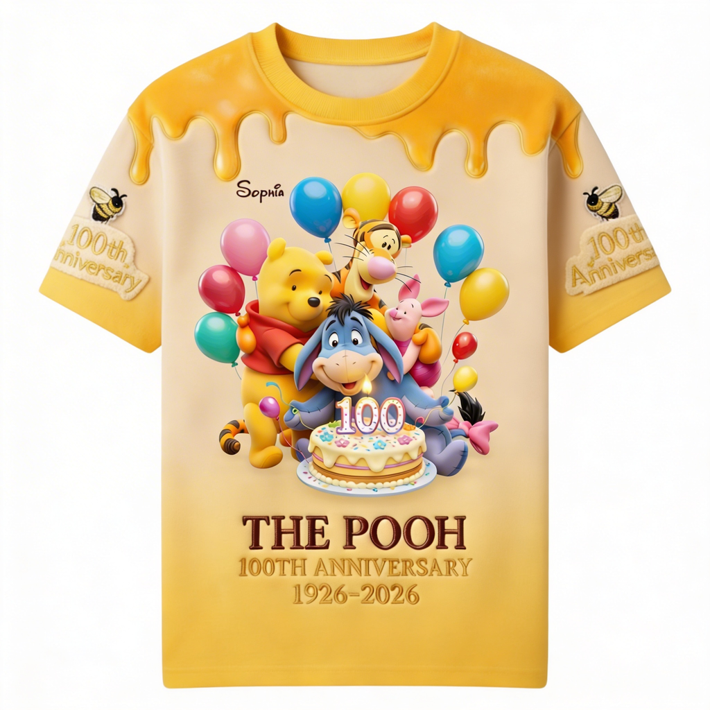Personalized All Over Shirt for Pooh 100th Anniversary Gift
