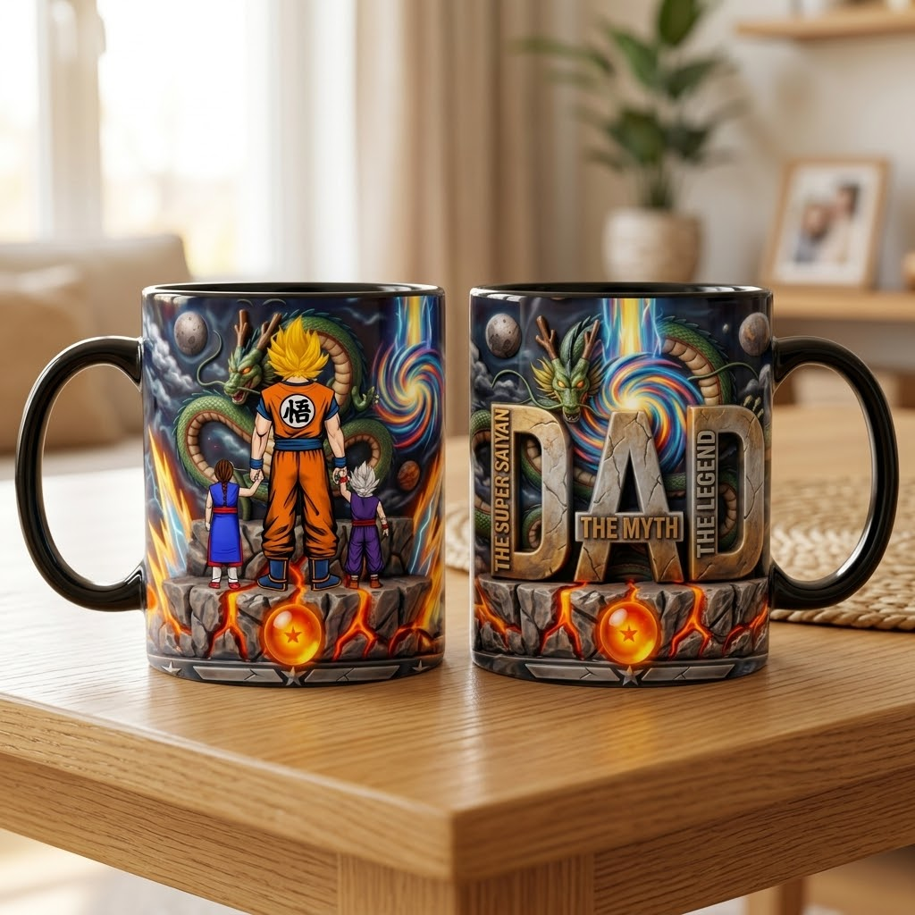 Personalized Super Saiyan Dad Mug Custom Gift for Father's Day