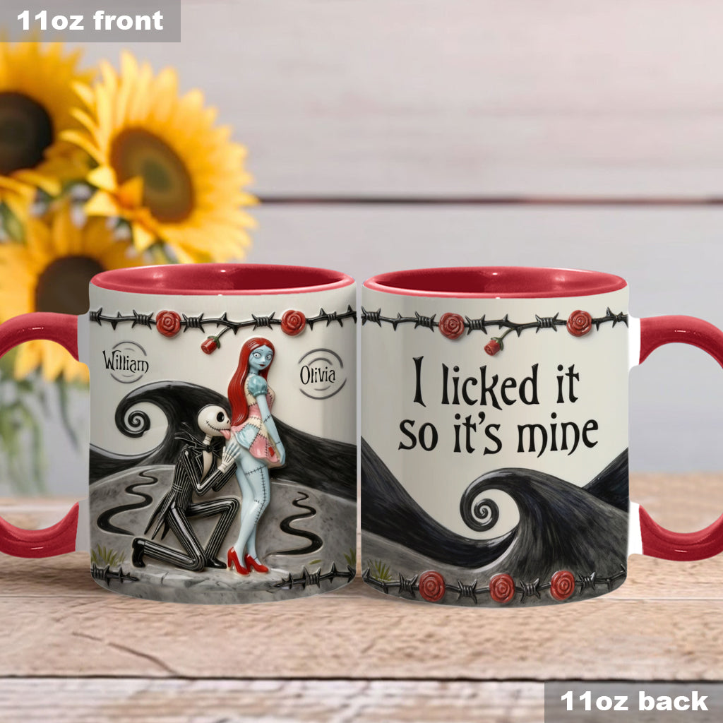 Personalized Accent Mug with I Licked It So It's Mine Design for Couples | Christmas Gift